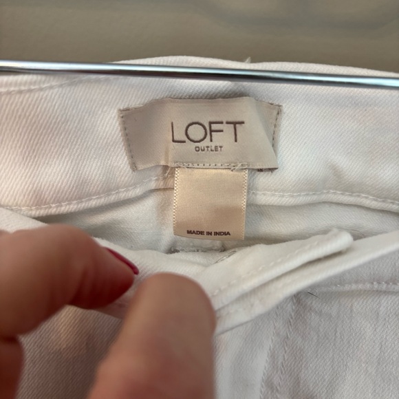 LOFT White Cuffed Denim Bermuda Shorts - Picture 3 of 8